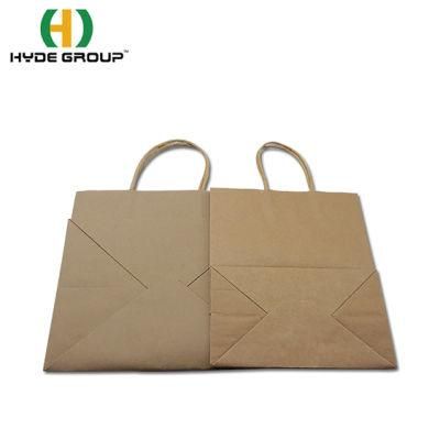 Brown/Plaid waterproof Biodegradable Kraft Food Packaging Paper Shopping Bags for Grocery