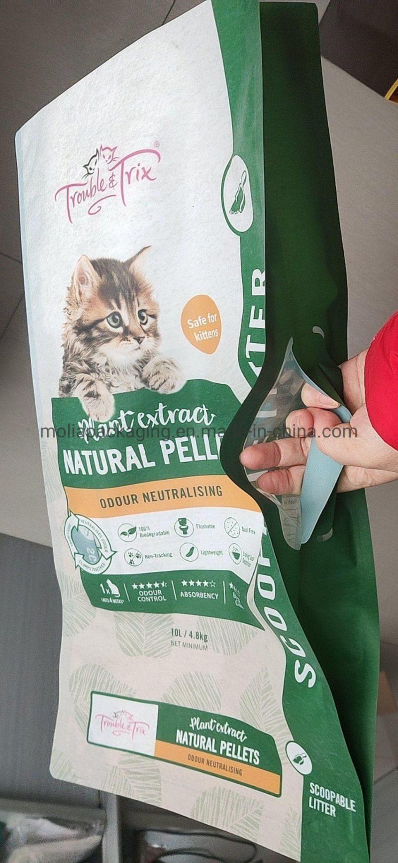 Side Gusset with Handle Huge Size Pet Dog Food Packaging Bag Dog Product Packing Dog Food Bag Cat Litter Bag 10L Plastic Packaging Bag