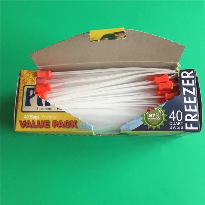 LDPE Transparent Plastic Packaging Slider Zip Bag with Red Sliding Block