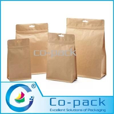 Side Gusset Kraft Paper Bag with Hanger Hole for Food