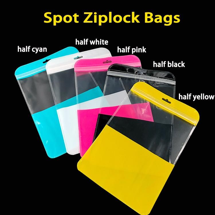 Phone Case Clear Plastic Pouch Round Packaging Black Zipper Bag