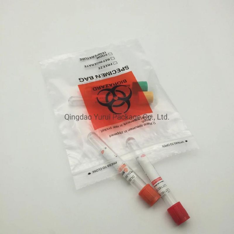Clinics Hospital Specimen Transport Ziplock Pouch Biohazard Reclosable Bags with Documents Pocket