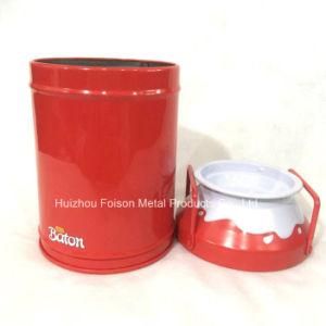 Creative Toffi Candy Round Milk Tin Box with Handle
