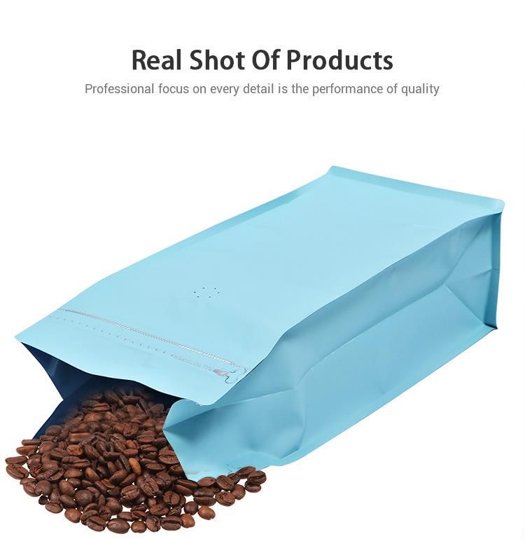 OEM Custom Matte Coffee Packaging Flat Bottom Coffee Bag with Valve
