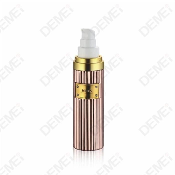 Demei 50/120ml Cosmetic Skin Care Packaging Gold Ribbed Cylinder Toner Lotion Glass Bottle Series