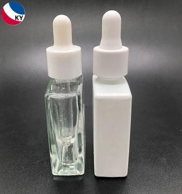 1oz Custom Serum Luxury Dropper Matte White Cap Glass Bottle