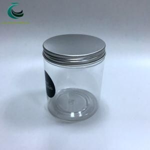 Pet Food Grade Clear Cylinder Plastic Candy Jar with Aluminium Lid 250g 400g 500g for Gift