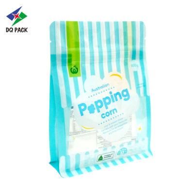 Qual Seal Flat Bottom Laminated Plastic Bags Popping Corn Packaging with Zipper Standing Pouch
