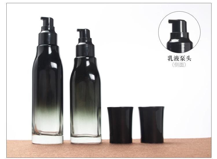 Cosmetic Bottle Black Gradient Squeeze Essence Glass Empty Bottle with Cream Spray Bottle Inside