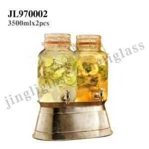 Dispenser Glass Jar with Tap and Flip up Cap