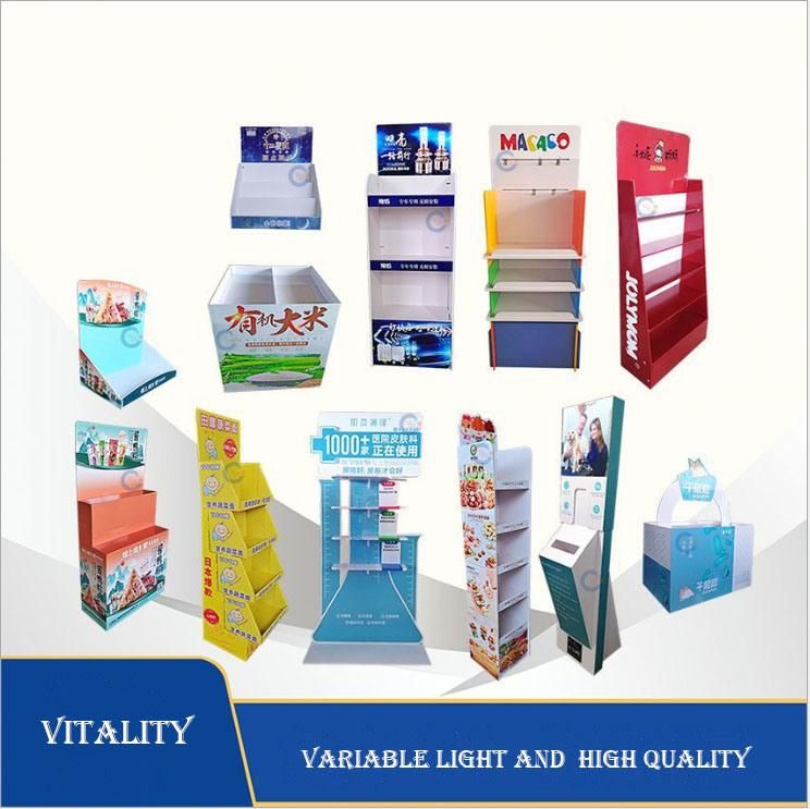 Custom Cardboard Promotion Table Coffee Display Stand Paper Rack, Pop-up Cardboard Display Shelf Shipper Display Corrugated Paper Shelf Floor Display for Store