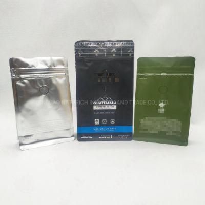 250g Quad Seal Coffee Bags with Valve and Zipper