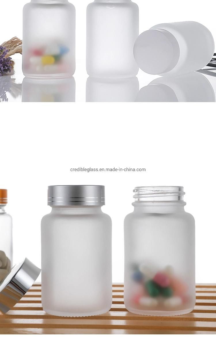 80ml 100ml 150ml Pharmaceutical Packaging Apothecary Clear Amber and Frosted Capsule Glass Medicine Tablets Pill Bottle with Child Proof Cap