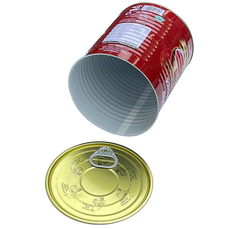 7100# Tin Can Manufacture Wholesale Food Grade Tomato Paste Metal Empty Tin Can with Easy Open Lid for Food Packaging Canned Food