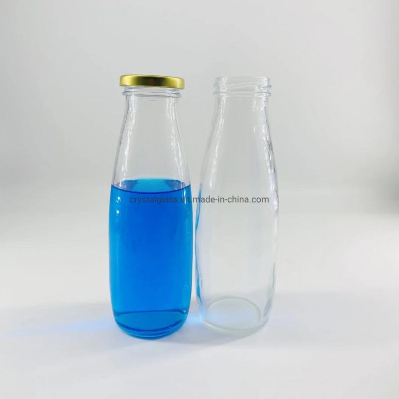 250ml 8oz Round Glass Fresh Milk Bottle with Safety Button Lids