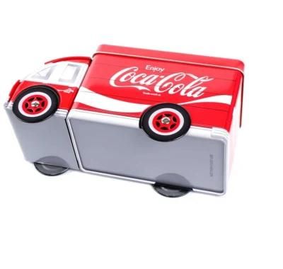 Hot Sale Truck Shape Coil Hole with Lid Open Tin Box Truck Tin Box Safe Car Toy for Children