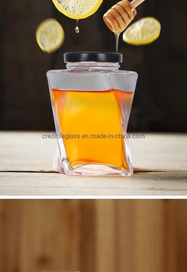 Credible 350ml New Style Wholesale Custom Glass Storage Spice Food Sauce Honey Jar with Screw Cap