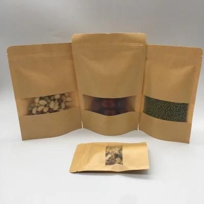 Food Pouches Factory Pricekraft Paper Window Bag for Take Away Food Packing Pouches