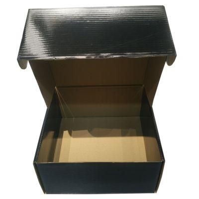 Pure Black Recycled Paper Cardboard Carton Box with Gold Bird Stamp