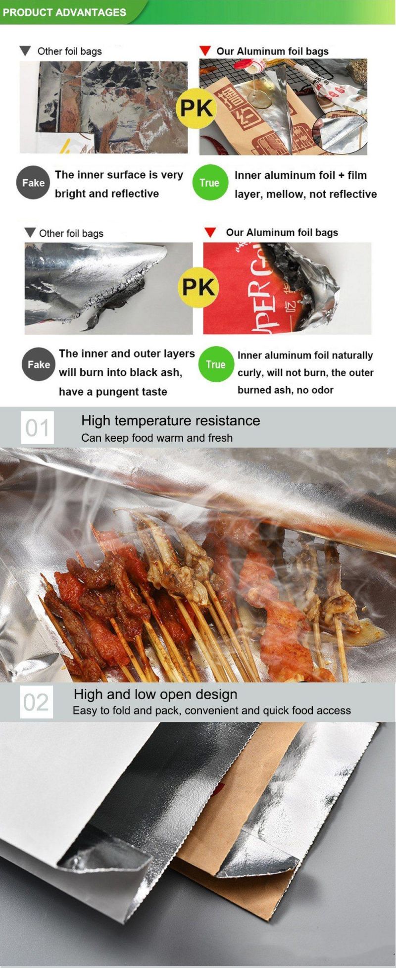 Hot Food Cooking Barbecue Esu Pad Aluminum Foil Bag