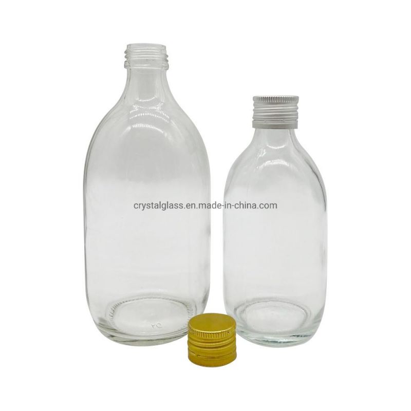 500ml Round Transparent Empty Glass Juice Milk Tea Alcohol Liquor Beverage Bottle with Lid