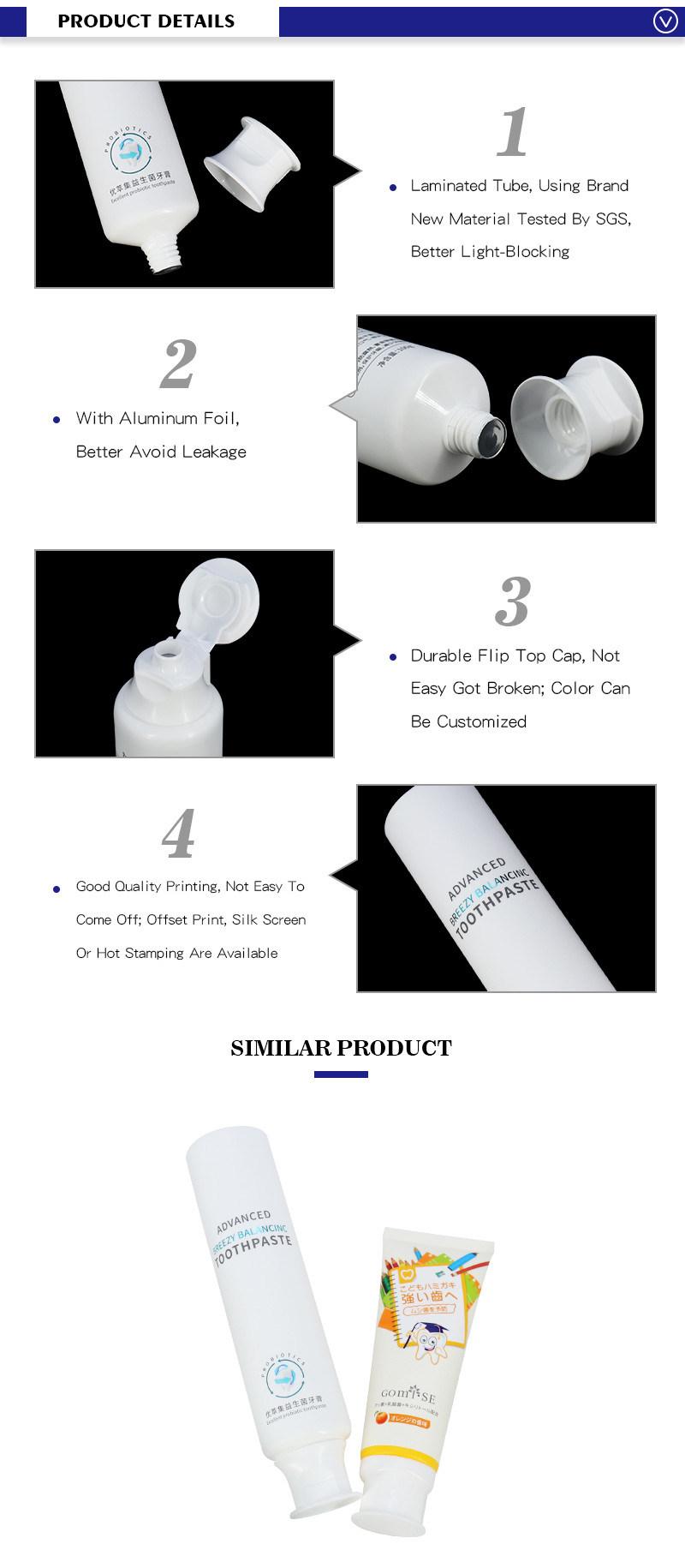 Wholesale Factory Supply Squeeze Plastic Matte White Toothpaste Tube 100ml