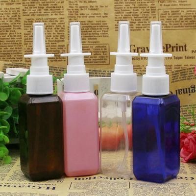 Colorful 50ml Pet Plastic Nozzle Nose Wash System Nasal Spray Bottle with Nasal Spray