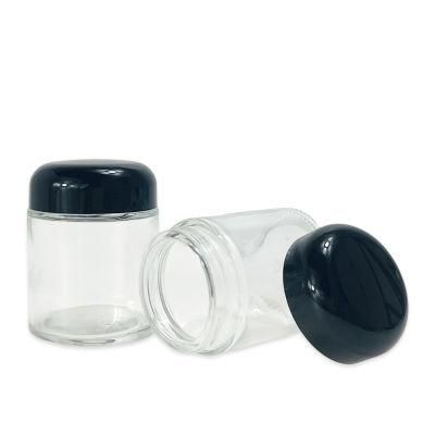 Wholesale 100g 120g Cosmetic Jar Clear Glass Cream Jar with Black Round Lid Eco Friendly Cosmetic Containers