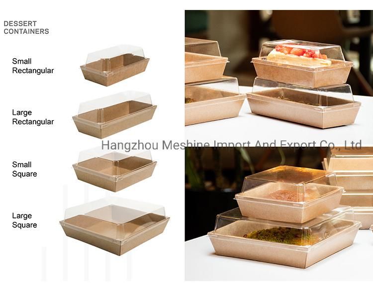Disposable Dessert Container Kraft Take Away Food Container Paper Boxes Fast Food Packaging for Lunch Box