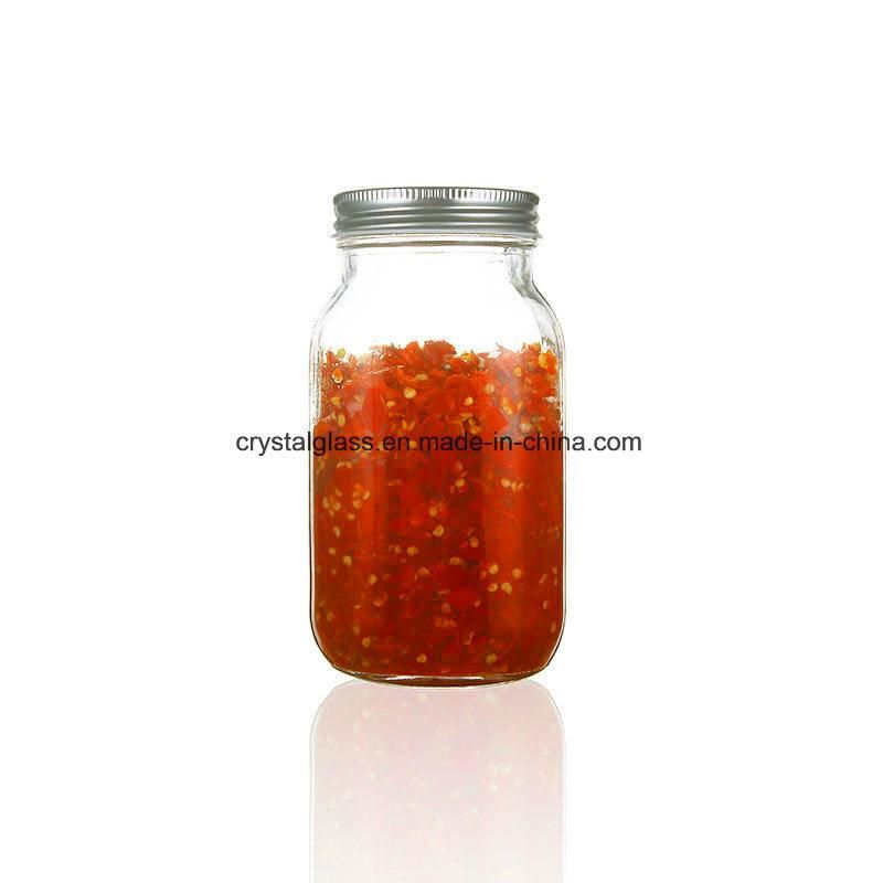 4oz 8oz 12oz 16oz Flint Glass Jelly Jam Round Eco Mason Glass Jar with Silver Lid