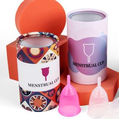 Firstsail Eco Friendly Recyclable Cylinder Paper Cardboard Gift Packaging Tube Box Cosmetic Containers Period Menstrual Cup with PVC Window Lid