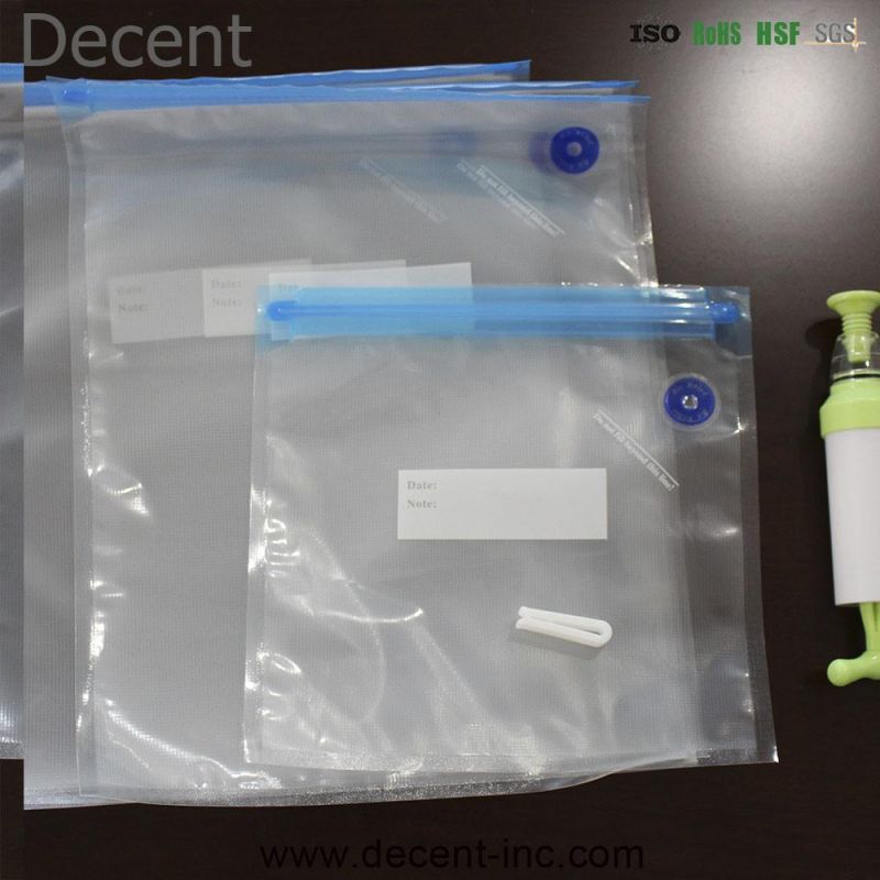 Decent Reusable Vacuum Compression Bag Vacuum Sealing BPA Free Resealable Food Vacuum Bags with Pump