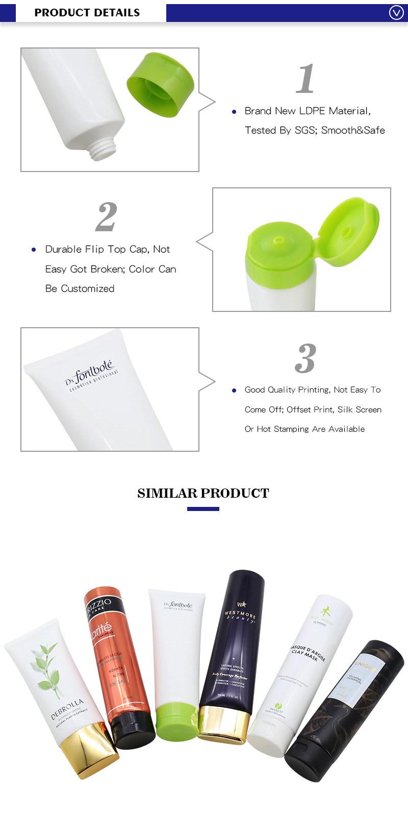 Factory Supply Cosmetic Plastic 200ml White Soft Squeeze Containers for Creams and Lotions