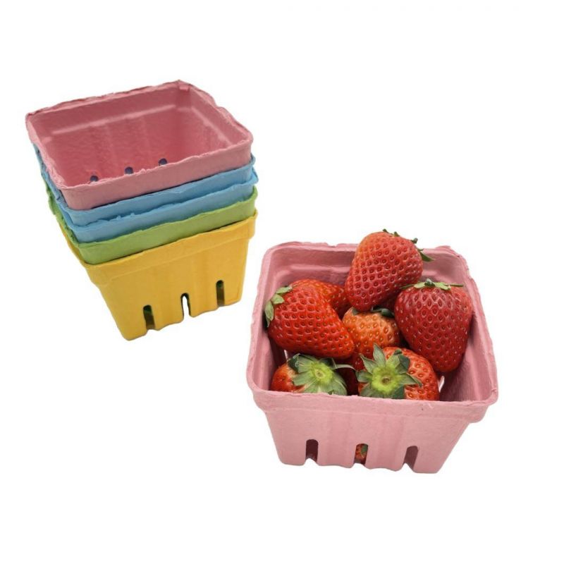 Biodegradable Paper Pulp Fruit Container Basket for Strawberry Cherry Storage Vegetable Packaging