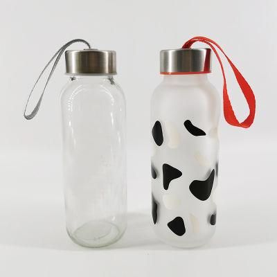 300-1000ml Frosted Glass Mineral Water Bottle with Cap for Sports