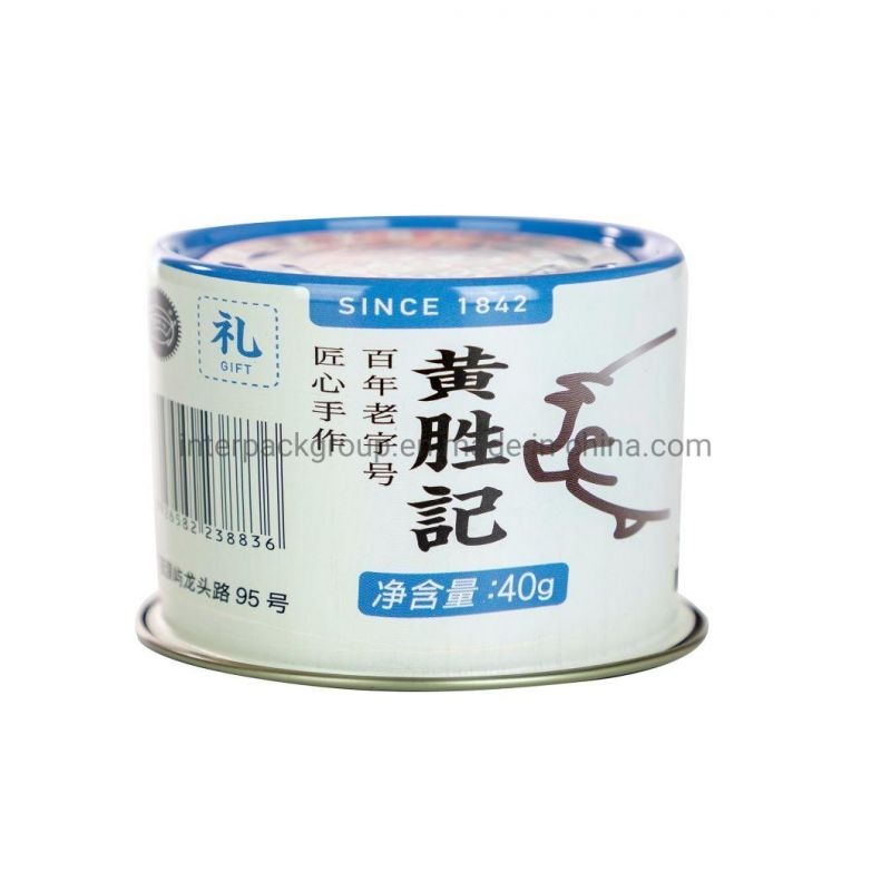 Custom Sardine Fish Can Empty Round Tuna Tin Cans for Tea Food Mc-042c