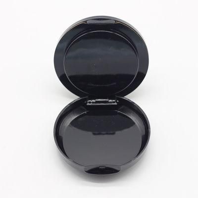 Empty Round Black Compact Powder Case with Mirror Portable Powder Puff and Container