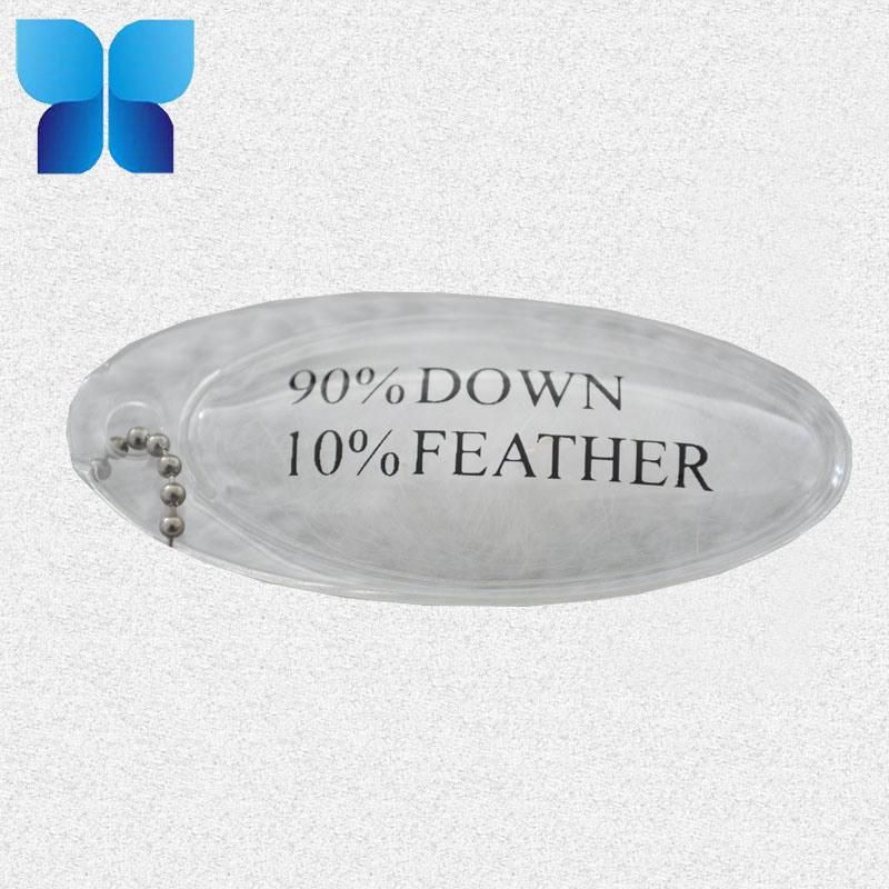 Hot Sell Garment PVC Hang Tag with Down Feather Filled