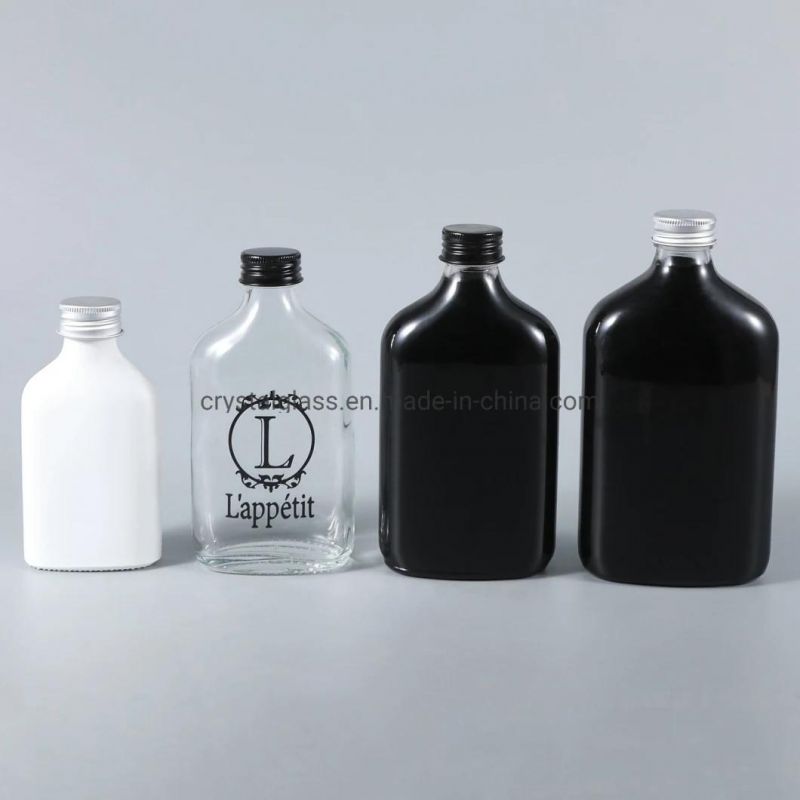 3oz 100ml Mini Spirit Glass Bottle Flat with Screw Lid
