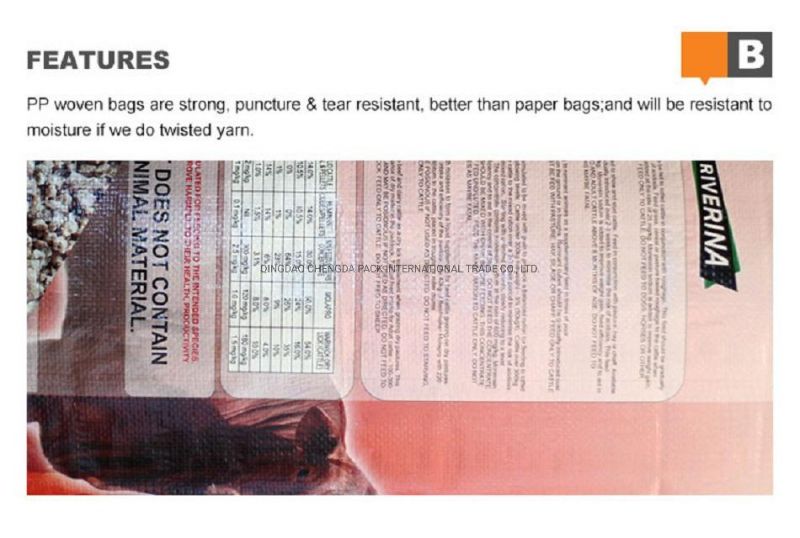 25kg Plastic Bags Animal Feed BOPP Woven Bag PP Woven Bags