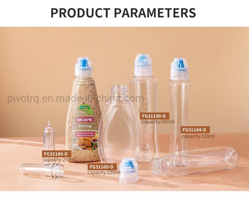 300ml Pet Plastic Portable Squeeze Sharp Spout Honey Jam Juice Clear Empty Bottle