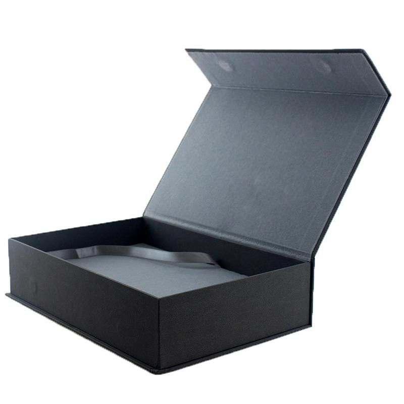 Full Black Print Silver Logo Magnet Square Packing Gift Box