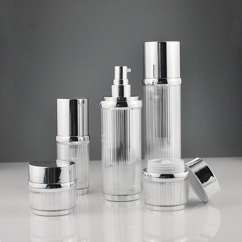 Glossy Silver Airless Cream Jar Lotion Bottle for Cosmetics (PPC-NEW-100)