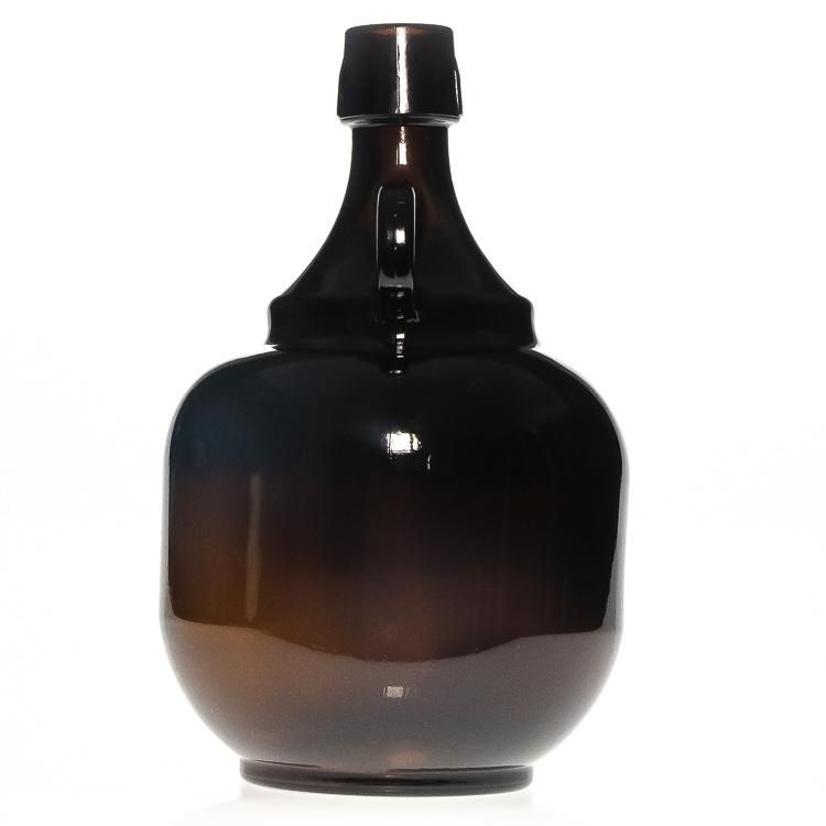 2L 1/2 Gallon Amber/Brown Glass Growler Red Wine Jugs Glass Beer Jug Glass Bottle with Handle