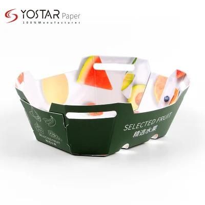 Biodegradable Tray Food Containers Fruit Packaging Paper Box with Logo