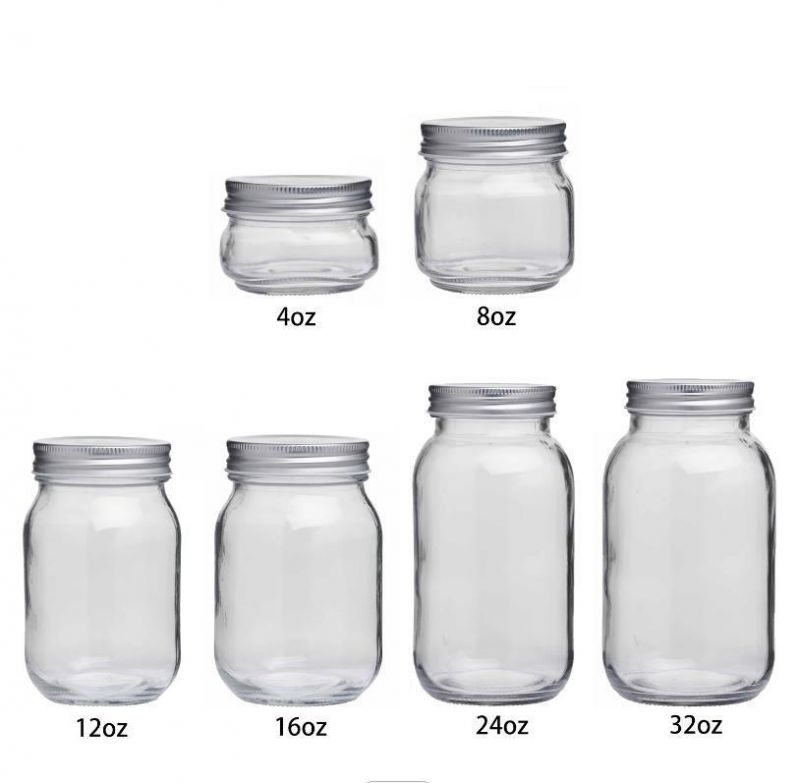 20oz 650ml Big Capacity Leaktight Round Fruit Vegetables Salad Jam Honey Food Canning Mason Jar Glass with Silver Lids