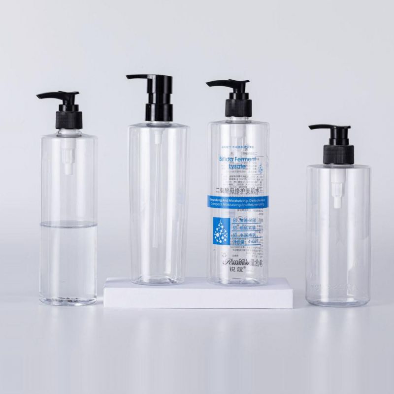 300ml 400ml 450ml 500ml Set Hotel Shampoo Cylinder Shape Transparent Black Pump Bottle