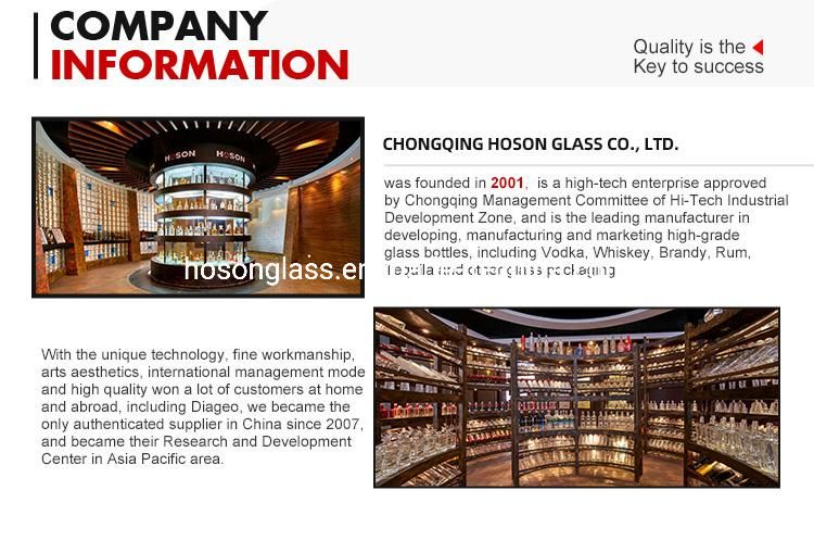 Hoson Customized Transparent Lead Free Glass 700 Ml Whisky Vodka Glass Bottle