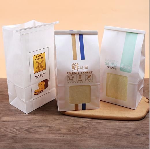 Custom Printed Full-Color Wire Curling Toast Bag, Baking Packaging, Self-Sealing Transparent Window, Kraft Paper Packaging Bag, Bread Bag Food Storage Box