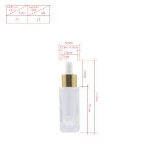25ml Essence Bottle Dropper Serum Cosmetic Packagings Glass Oil Bottle